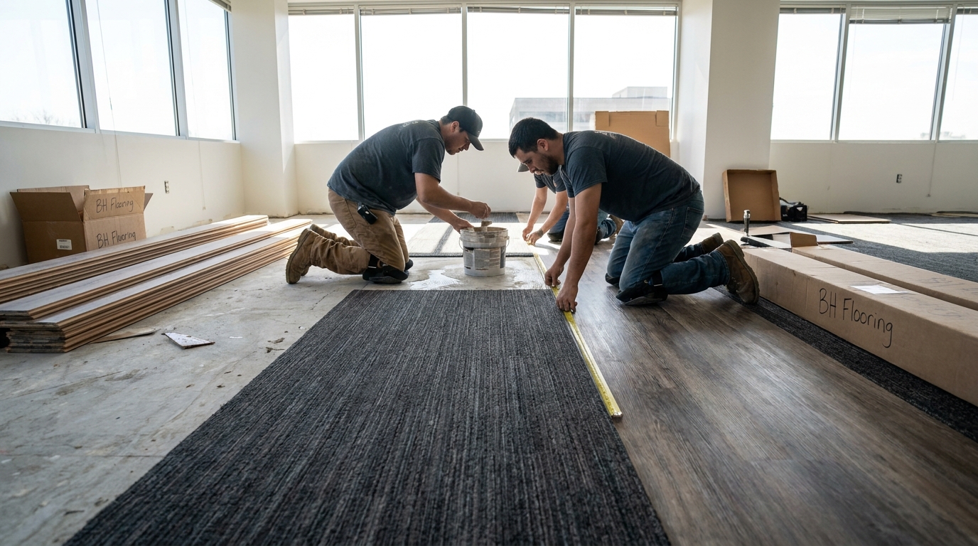 Commercial carpet tile installation — BH Flooring Metro Detroit, Metro Detroit, MI