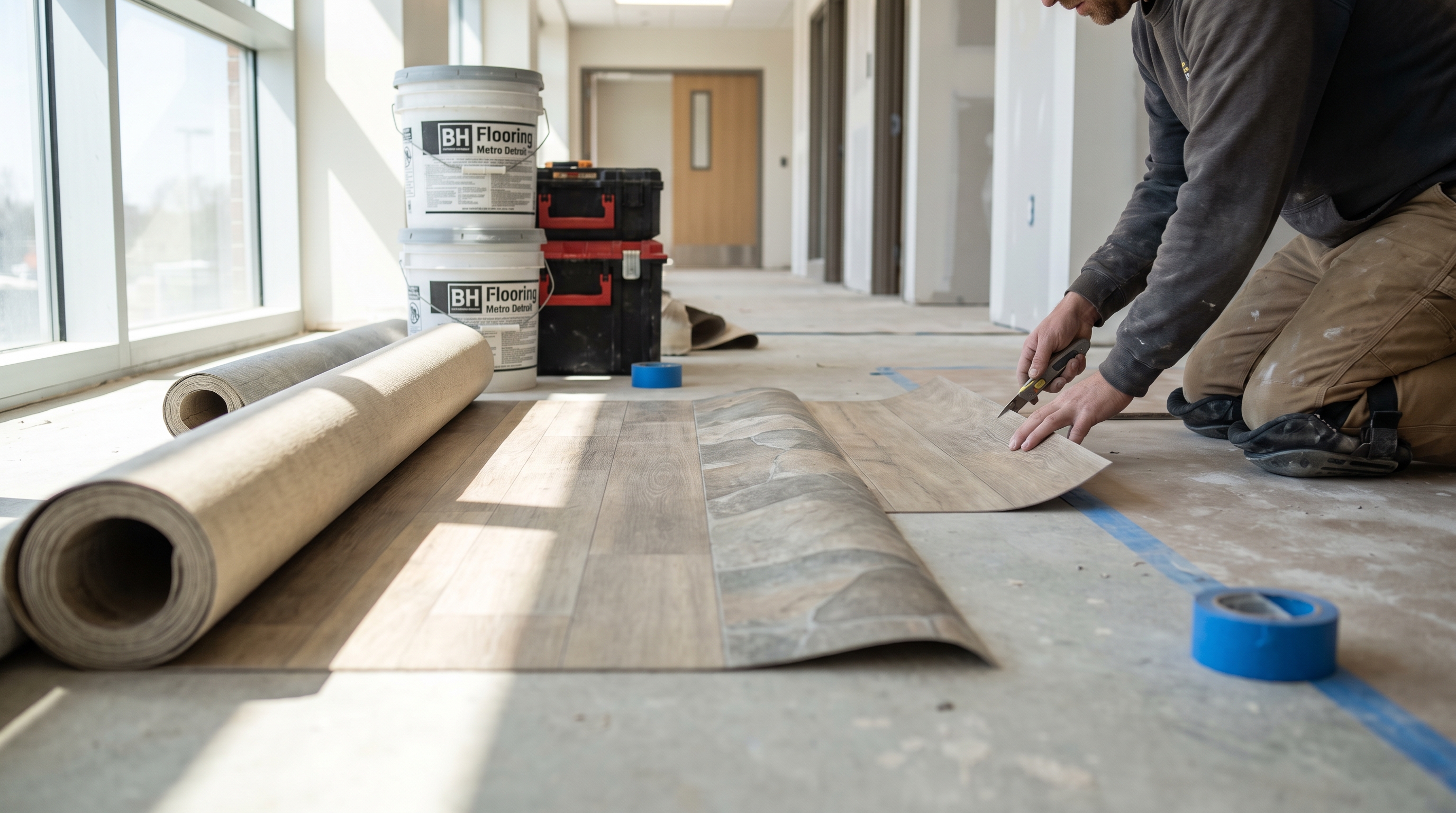 Commercial sheet vinyl corridor flooring — BH Flooring Metro Detroit, Metro Detroit, MI