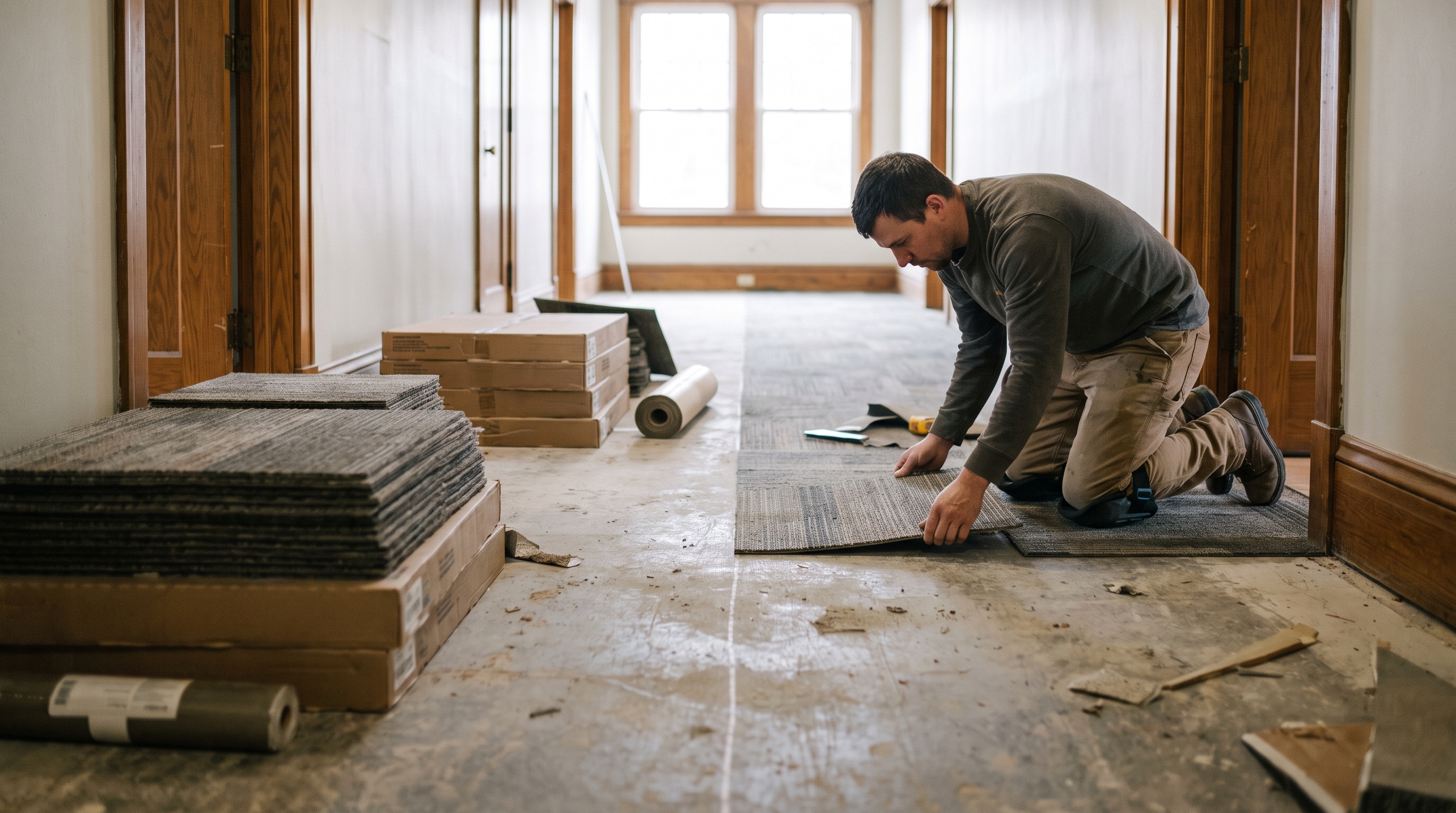 Apartment hallway carpet tile flooring — BH Flooring Metro Detroit, Metro Detroit, MI